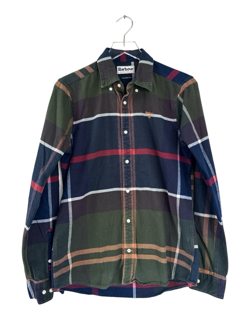 Barbour Icelock Plaid Flannel Shirt Tailored Fit Multicolor Cotton Button Down S